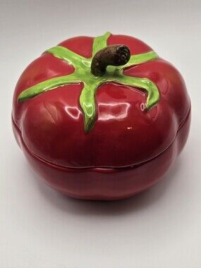 Tomato Nesting Measuting Cups Glazed Pottery Adorable Kitchsy Garden Kitchen